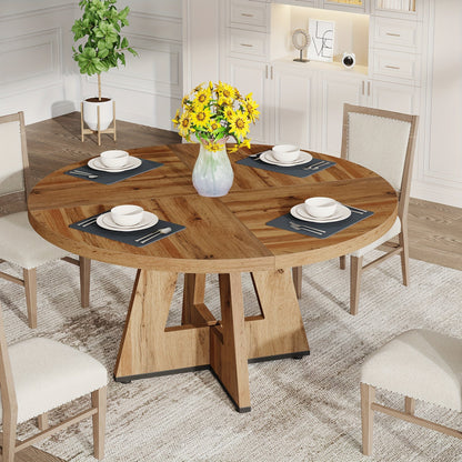 47 Inch Farmhouse Dining Table, Rustic Round Dinner Table for 4, Ideal for Home Dining Room And Living Room, Offering A Countrified Touch to Your Decor
