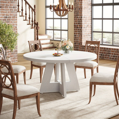 47 Inch Farmhouse Dining Table, Rustic Round Dinner Table for 4, Ideal for Home Dining Room And Living Room, Offering A Countrified Touch to Your Decor